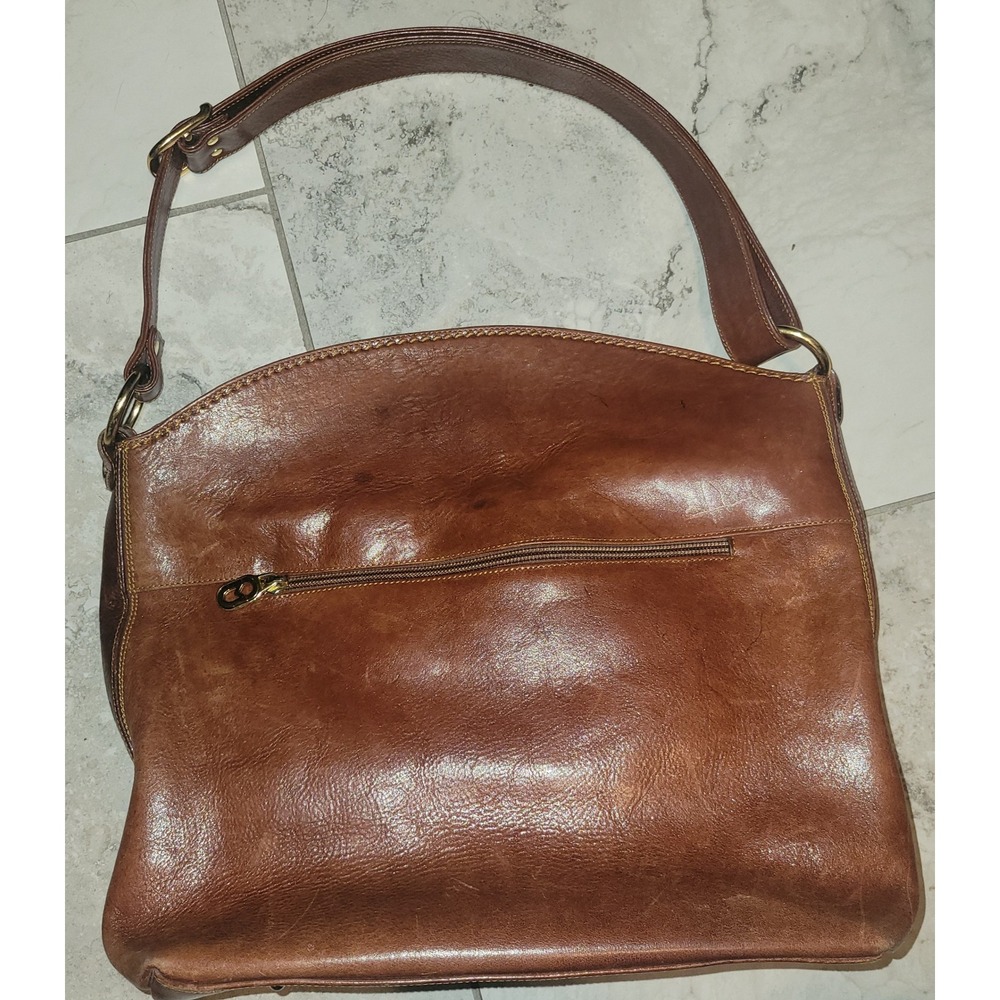Marino Orlandi Brown Leather Shoulder Bag Made in Italy‎ Cognac Satchel Purse